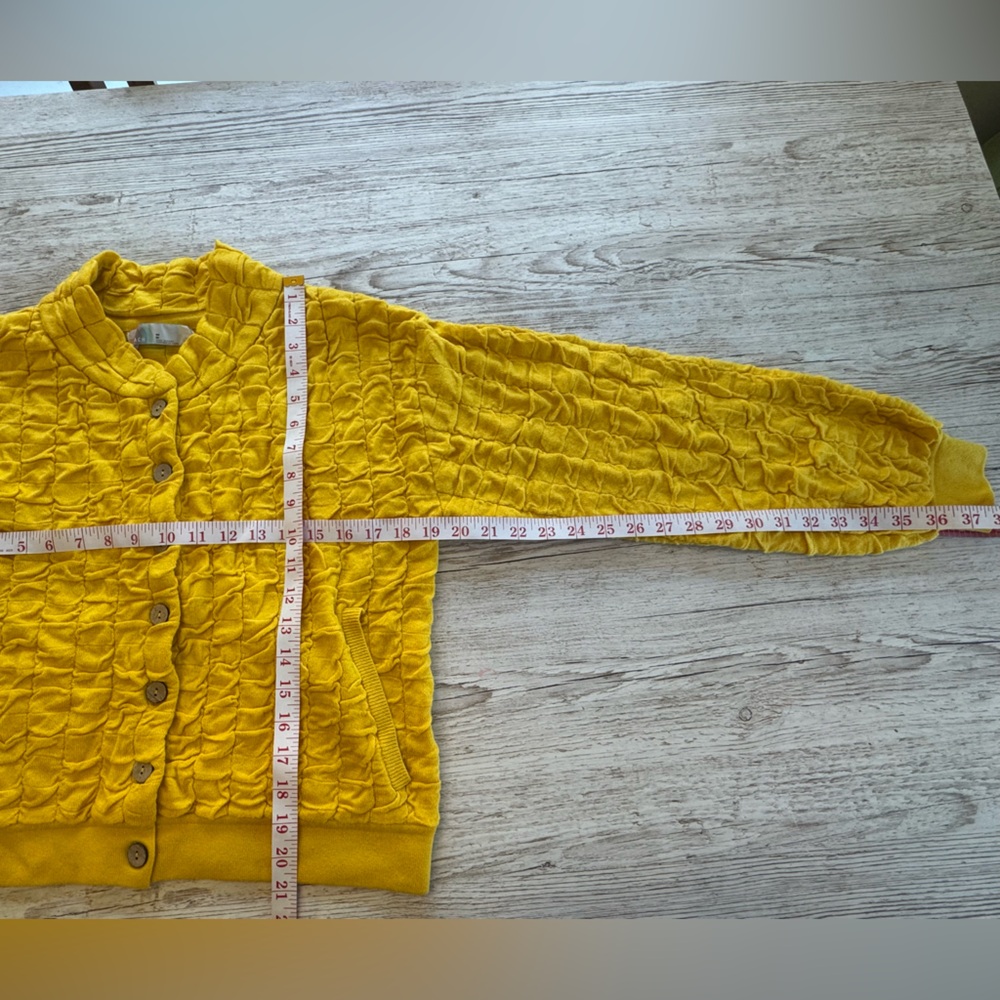 Free People Beach Sunny Yellow Button Down Bomber Cardigan M - Picture 7 of 10